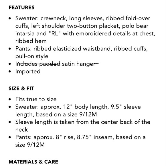 Ralph Lauren NWT Boys Polo Bear Cream Sweater Set - Baby 9M-12M - Picture 2 of 15